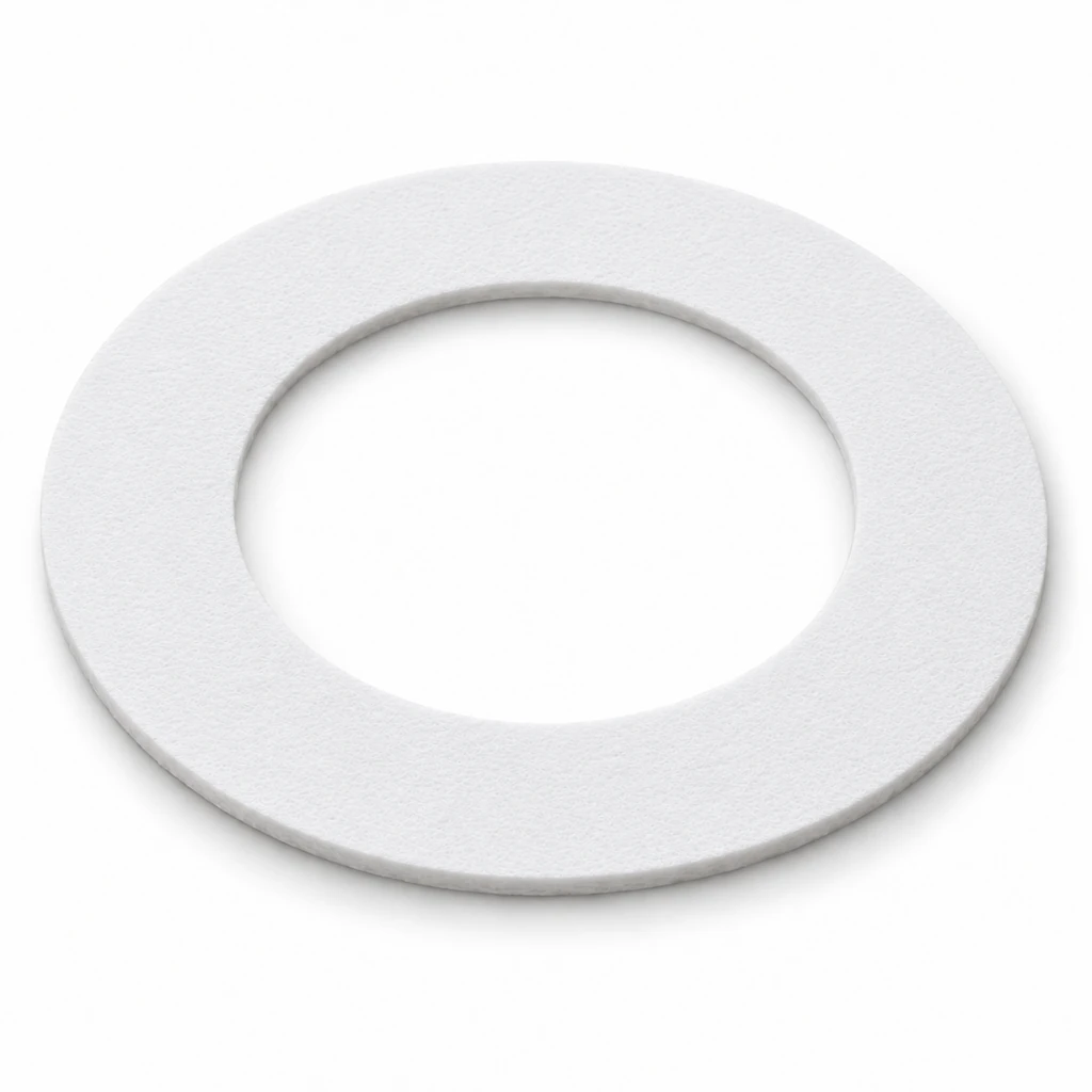 Junta anular de PTFE expandido com textura branca fosca