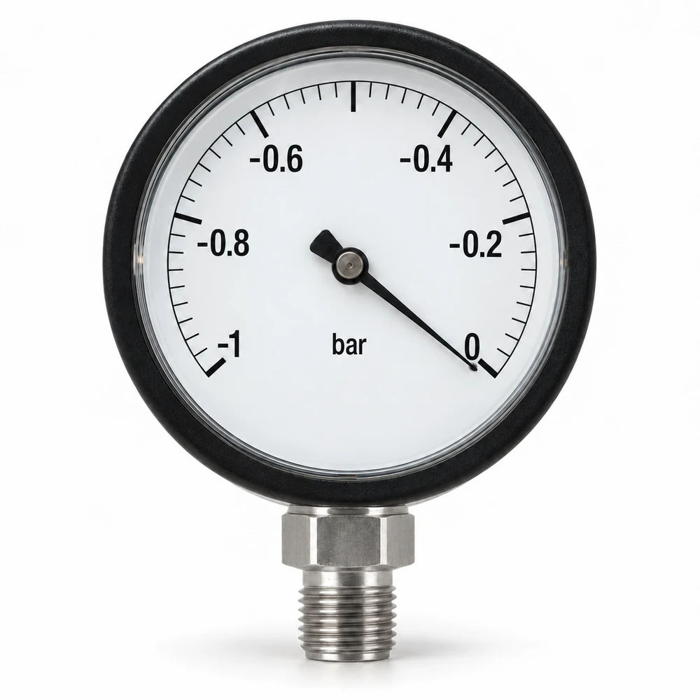 Vacuômetro com escala de pressão relativa negativa até zero bar